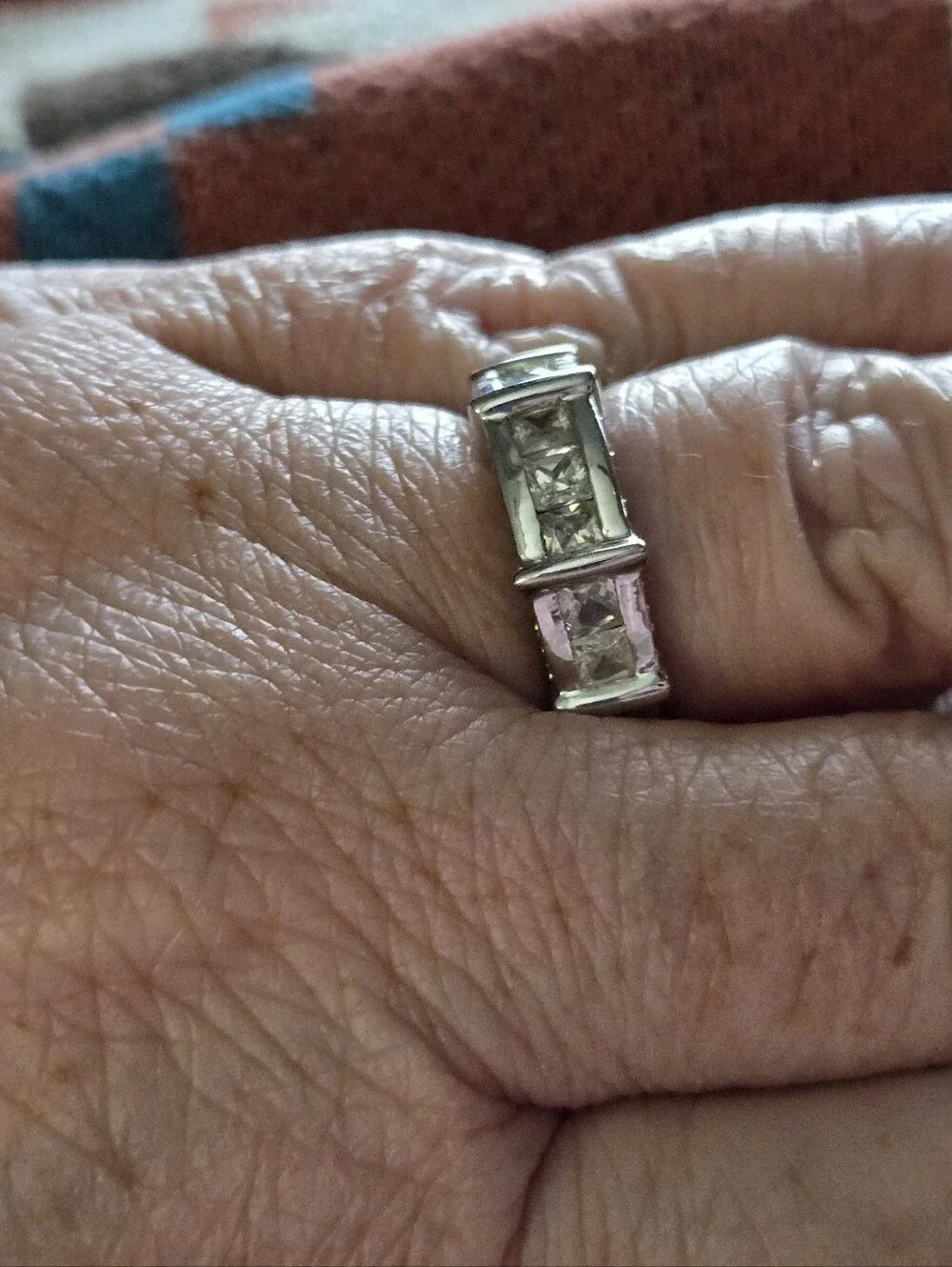 Sterlibf Silver Band With Princess Cut Czs